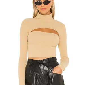 SuperDown revolve Beige Turtleneck Cutout Long sleeve top size small
